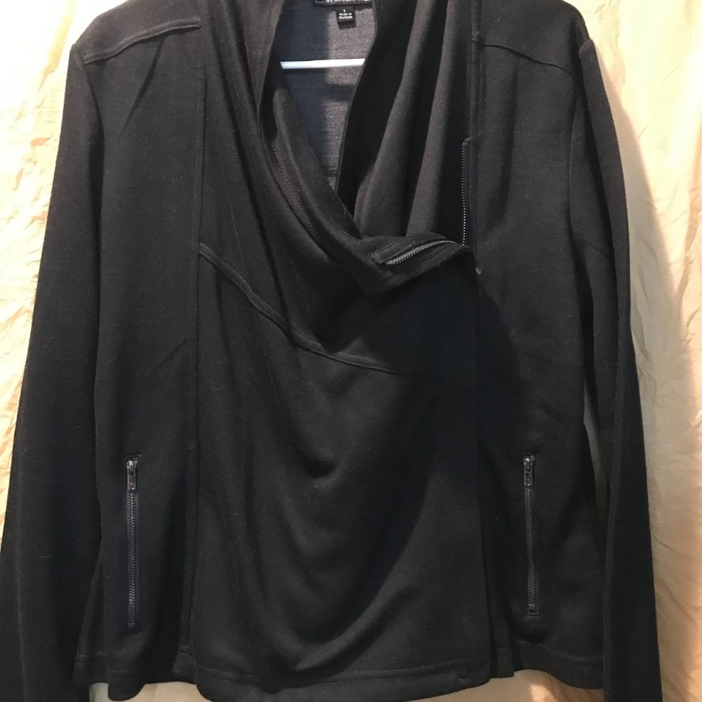 NWOT G by Giuliana soft knit Moro zip up jacket Large BLACK buttery soft